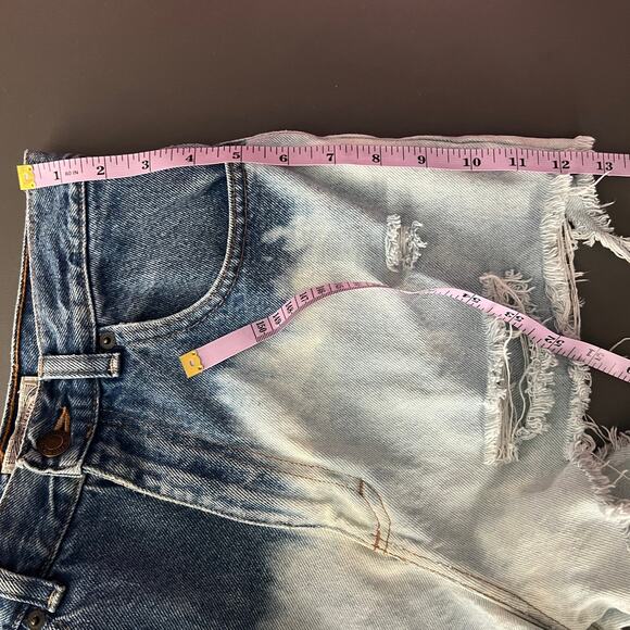 Abercrombie & Fitch Y2K Vtg Dip Dye High Rise Cut Off Denim Shorts 8 Distressed - Picture 7 of 9